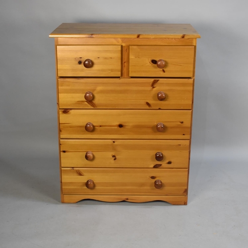 395 - A Modern Pine Bedroom Chest of Two Short and Four Long Drawers, 76cms Wide