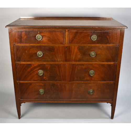 403 - An Edwardian Mahogany Bedroom Chest of Two Short and Three Long Drawers, Galleried Back, 114cms Wide