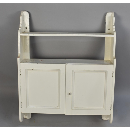 405 - A Painted Wall Hanging Shelf Cupboard Unit, 61cms Wide