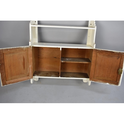 405 - A Painted Wall Hanging Shelf Cupboard Unit, 61cms Wide