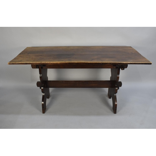 407 - A Mid 20th Century Oak Refectory Table, 152cms by 74cms