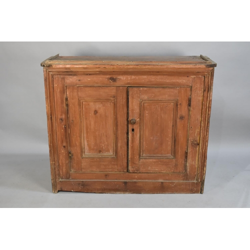 411 - A Late Victorian/Edwardian Stained Pine Housekeepers Cupboard Base, 115cms Wide