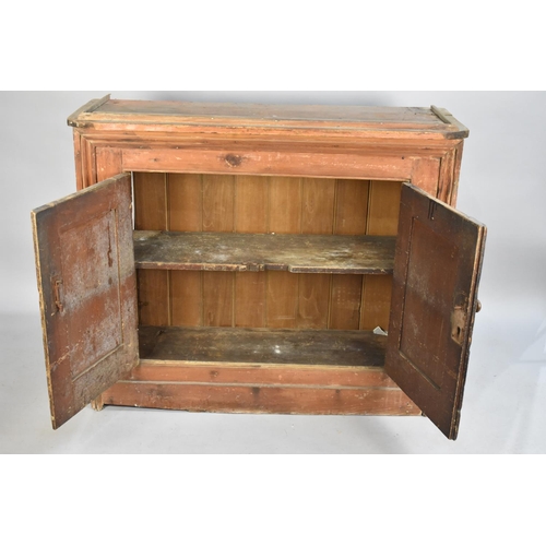 411 - A Late Victorian/Edwardian Stained Pine Housekeepers Cupboard Base, 115cms Wide