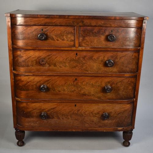 414 - A 19th Century Flame Mahogany Bedroom Chest of Two Short and Three Long Drawers, 104cms Wide