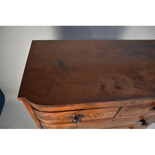 414 - A 19th Century Flame Mahogany Bedroom Chest of Two Short and Three Long Drawers, 104cms Wide