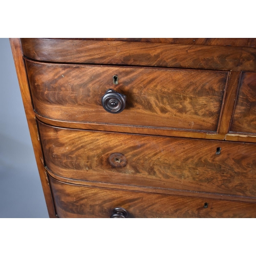 414 - A 19th Century Flame Mahogany Bedroom Chest of Two Short and Three Long Drawers, 104cms Wide