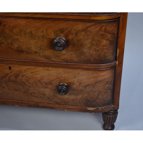 414 - A 19th Century Flame Mahogany Bedroom Chest of Two Short and Three Long Drawers, 104cms Wide