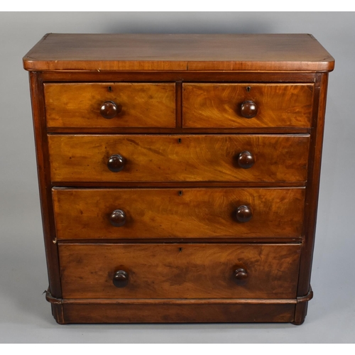 415 - An Edwardian Mahogany Bedroom Chest of Two Short and Three Long Drawers, Turned Wooden Handles, 102c... 