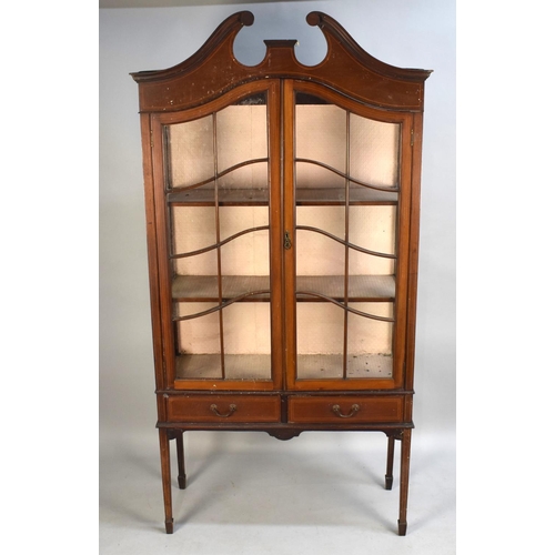 419 - An Edwardian Mahogany Display Cabinet, Missing One Pane of Glass, Two Drawers to Base in Need of Att... 