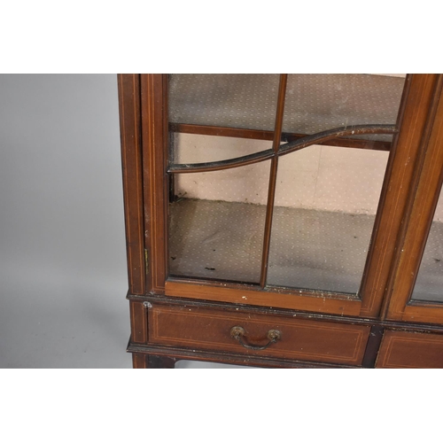 419 - An Edwardian Mahogany Display Cabinet, Missing One Pane of Glass, Two Drawers to Base in Need of Att... 