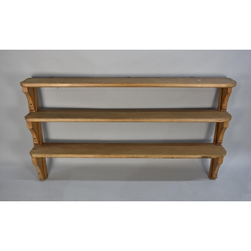 435 - A Late 19th/Early 20th Century Gothic Style Wall Hanging Three Shelf Unit, 160cms Wide