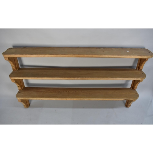 435 - A Late 19th/Early 20th Century Gothic Style Wall Hanging Three Shelf Unit, 160cms Wide