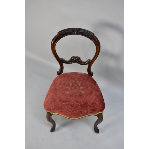 438 - A Late Victorian  Balloon Back Ladies Chair with Cabriole Front Supports