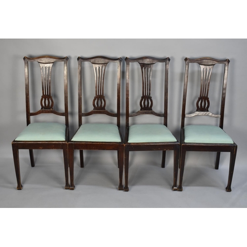 440 - A Set of Four Edwardian High Back Dining Chairs