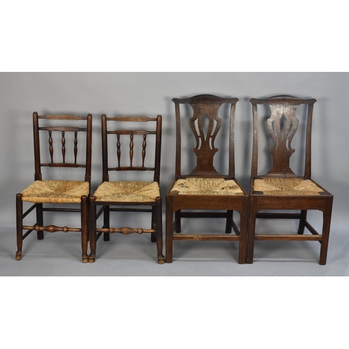 441 - Two Pairs of Rush Seated Side Chairs