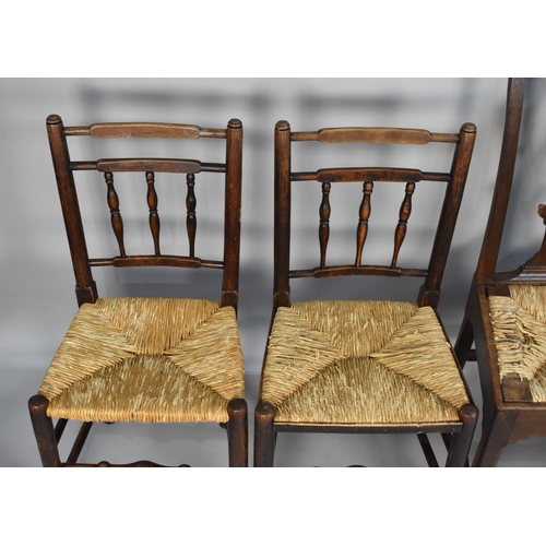 441 - Two Pairs of Rush Seated Side Chairs