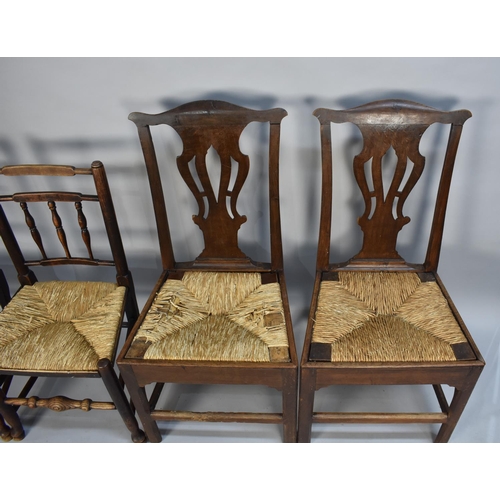 441 - Two Pairs of Rush Seated Side Chairs