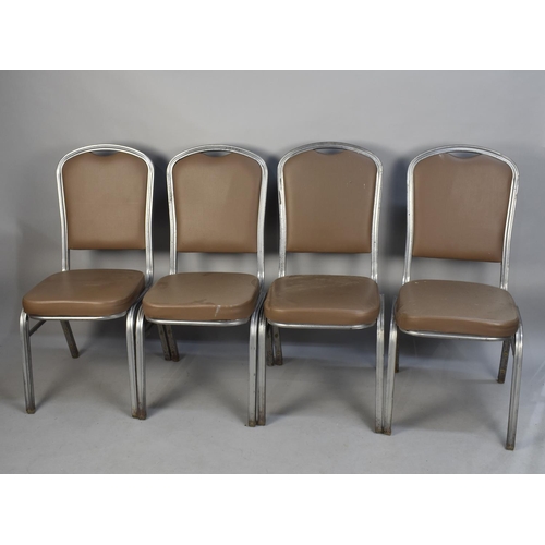 442 - A Set of Four Modern Metal Framed Dining Chairs