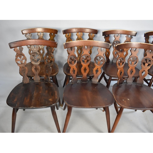 444 - A Collection of Five Ercol and Three Similar Dining Chairs