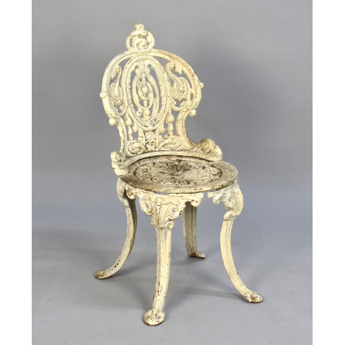 62 - A Late 19th Century White Painted Heavy Cast Iron Terrace Chair, Probably Coalbrookdale