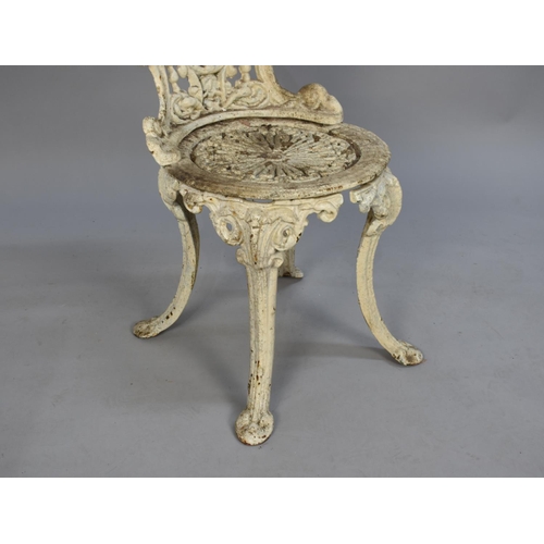 62 - A Late 19th Century White Painted Heavy Cast Iron Terrace Chair, Probably Coalbrookdale