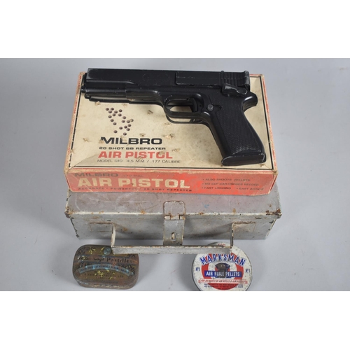 66 - A Metal Case Containing Milbro 20 Shot BB Repeater Air Pistol Model G10 .177 Cal, with Original Card... 