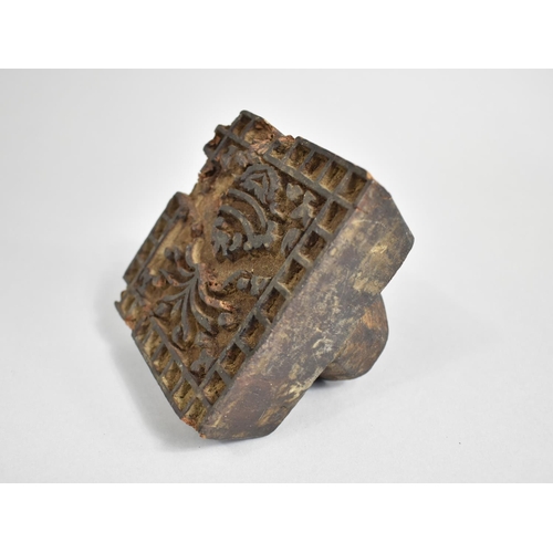 7 - An Indian Carved Wooden Linen Stamp, Condition issues