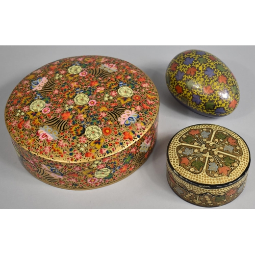 87 - A Collection of Modern and Vintage Kashmiri Items to include Decorated Egg, Coaster Set and Circular... 