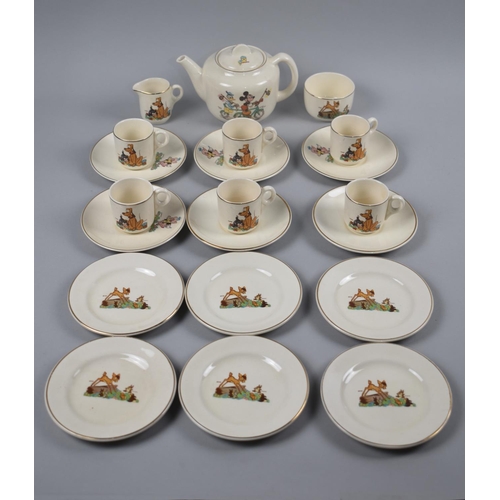 95 - A Beswick Walt Disney Dolls Tea Set with Six Trios, Teapot, Cream and Sugar Jug