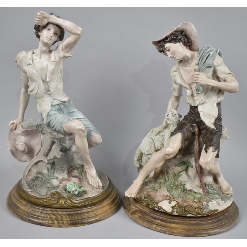 96 - Two Modern Capodimonte Figural Lamp Bases, 30cms High