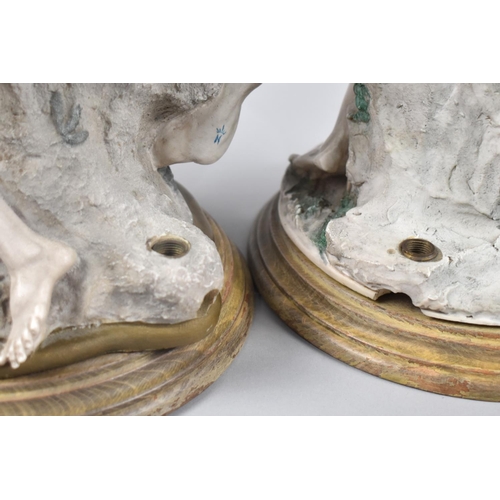 96 - Two Modern Capodimonte Figural Lamp Bases, 30cms High