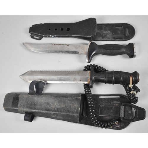 99 - Two Mid/Late 20th Century Diving Knives with Scabbards