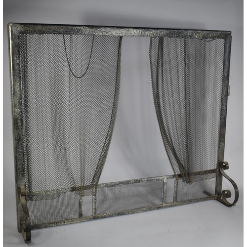 380 - A Mid 20th Century Metal Framed Fire Screen with Metal Drawer Curtain, 93cms Wide