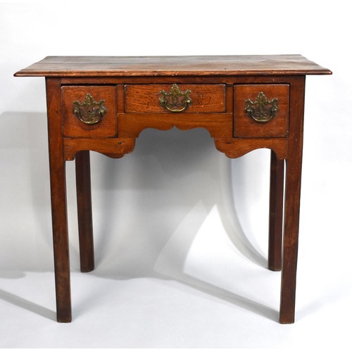 435 - A Georgian Oak Lowboy with Centre Drawer Flanked by Shorter, Deeper Drawers Either Side, 83cm wide