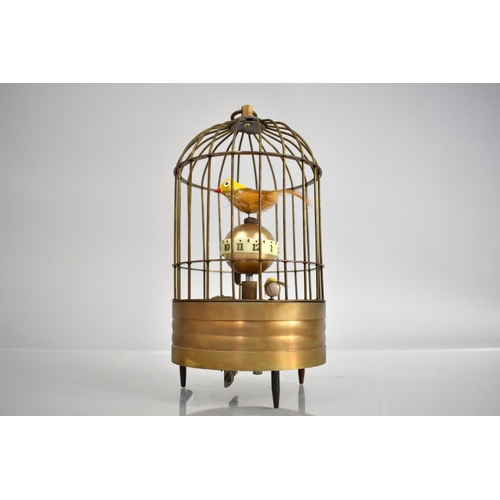 446 - A Reproduction Brass Bird Cage Automaton Clock, Working Order, 19cm High