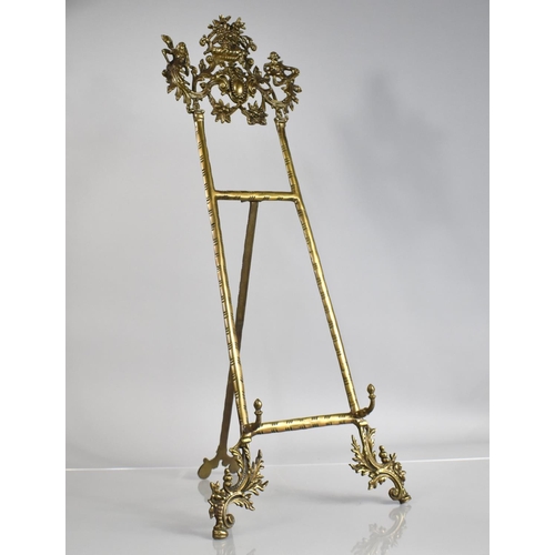 453 - A Tall Reproduction French Style Table Top Picture Easel with Foliate and Figural Decoration, 80cm H... 