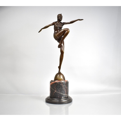 447 - A Reproduction Art Deco Style Bronze Study of a Dancing Girl with Knee Raised After J.Philipp Mounte... 