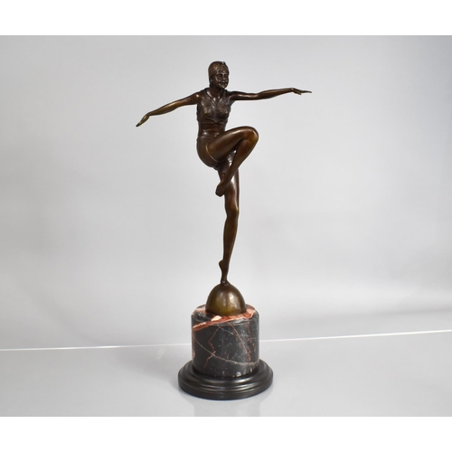 447 - A Reproduction Art Deco Style Bronze Study of a Dancing Girl with Knee Raised After J.Philipp Mounte... 