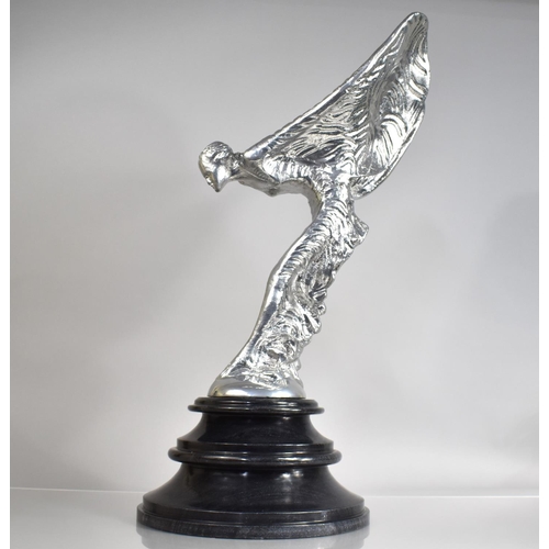 451 - A Large Silvered Spirit of Ecstasy Figure on Circular Base, 69cm High