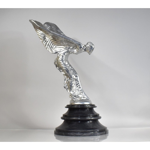 451 - A Large Silvered Spirit of Ecstasy Figure on Circular Base, 69cm High