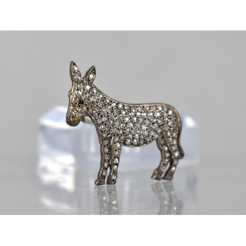 9 - An Early/Mid 20th Century Diamond Encrusted Brooch, Donkey, Mixed Cut Stones incorporating Rose Cut,... 
