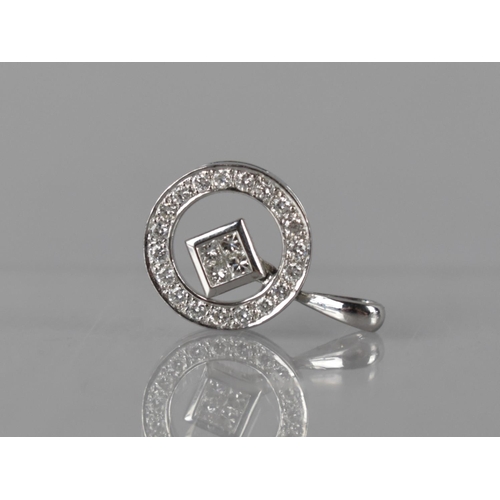 46 - An 18ct White Gold and Diamond Pendant, Four Square Cut Diamonds Housed in White Metal Square Mount ... 