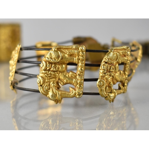 207 - A Collection of Eastern Jewellery to include Gilt Hinged Bangle with Three Panels Depicting Dancing ... 