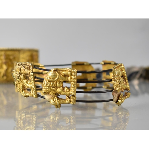 207 - A Collection of Eastern Jewellery to include Gilt Hinged Bangle with Three Panels Depicting Dancing ... 