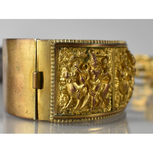 207 - A Collection of Eastern Jewellery to include Gilt Hinged Bangle with Three Panels Depicting Dancing ... 