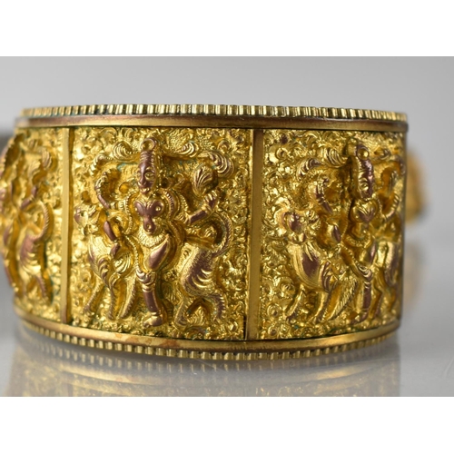 207 - A Collection of Eastern Jewellery to include Gilt Hinged Bangle with Three Panels Depicting Dancing ... 