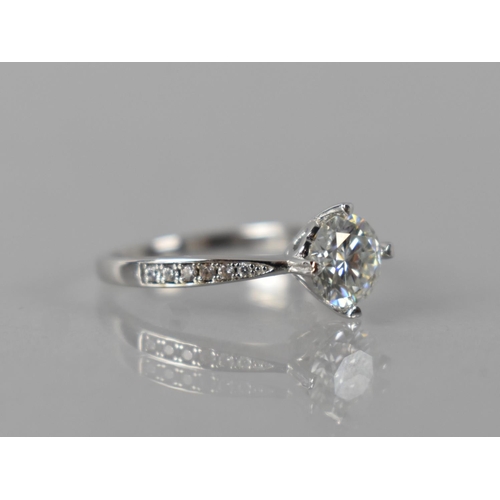 10 - An 18ct White Gold and Lab Grown Diamond Ring, Centre Round Brilliant Cut Stone Measuring 6.8mm Diam... 