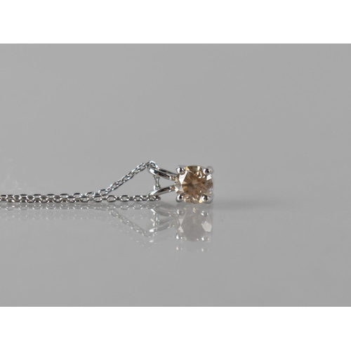 70 - A Diamond Pendant, Fancy Light Brown Round Brilliant Cut Diamond Measuring Approx 0.74ct, Four Claw ... 