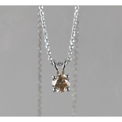 70 - A Diamond Pendant, Fancy Light Brown Round Brilliant Cut Diamond Measuring Approx 0.74ct, Four Claw ... 