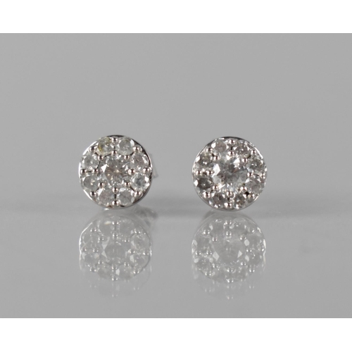 74 - A Pair of 9ct White Gold and Diamond Cluster Earrings, Central Round Brilliant Cut Diamonds Approx 3... 